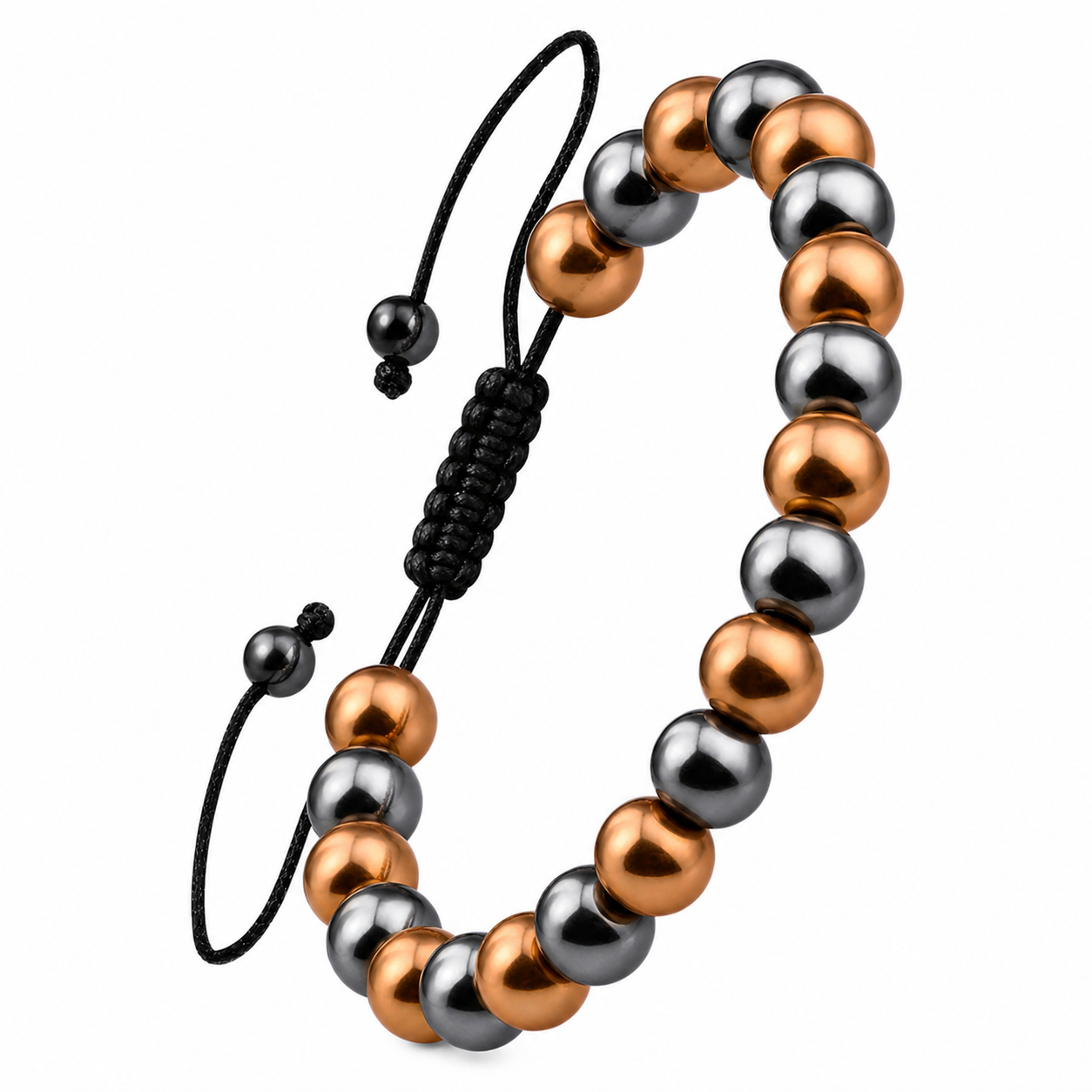 Bracelet en hématite réglable pour hommes Hematiteforce en hématite polie cuivre rosé