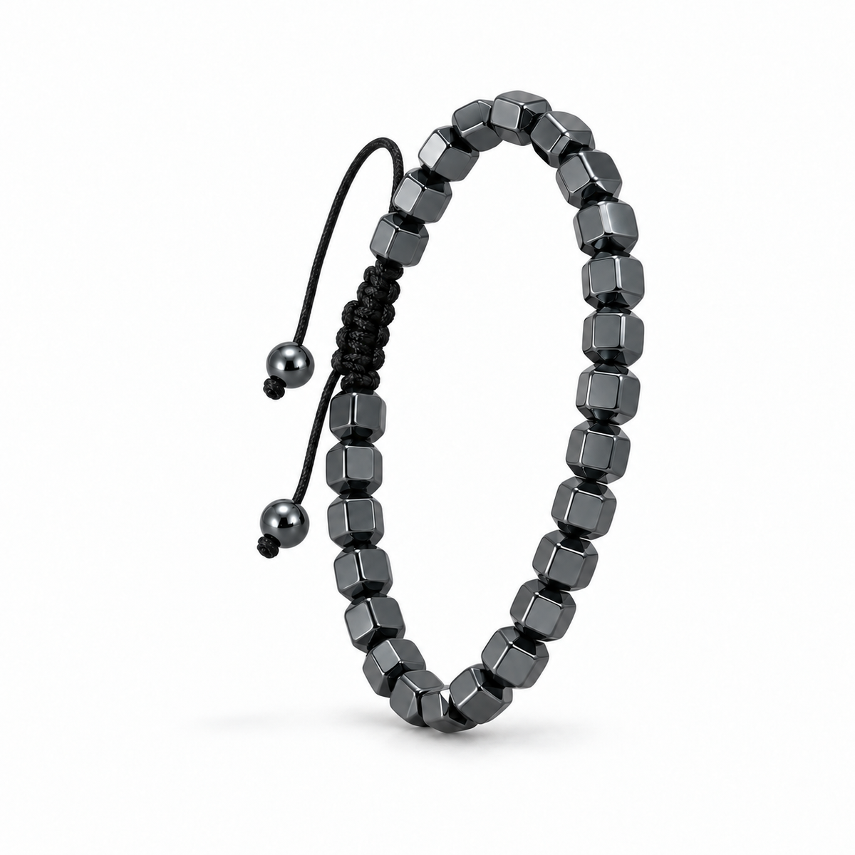 Night Facet Adjustable Hematite Bracelet for Men