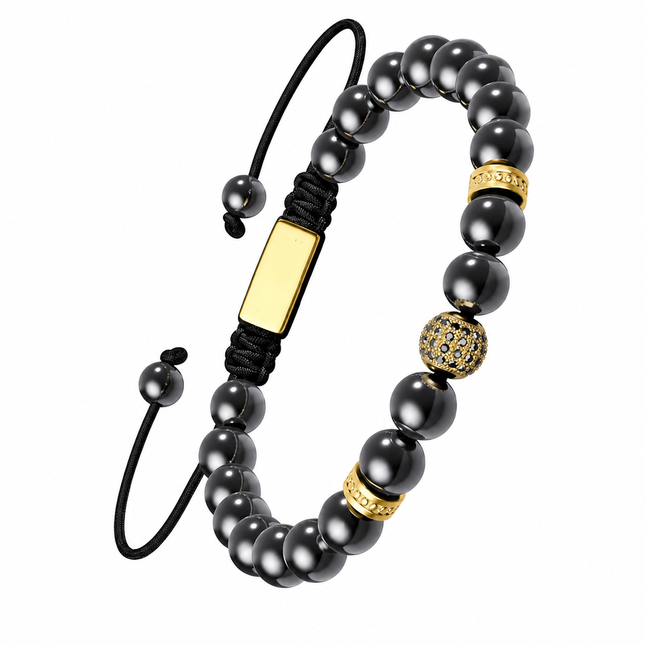 Bracelet en hématite ajustable Zeus Gold de Hematiteforce pour hommes