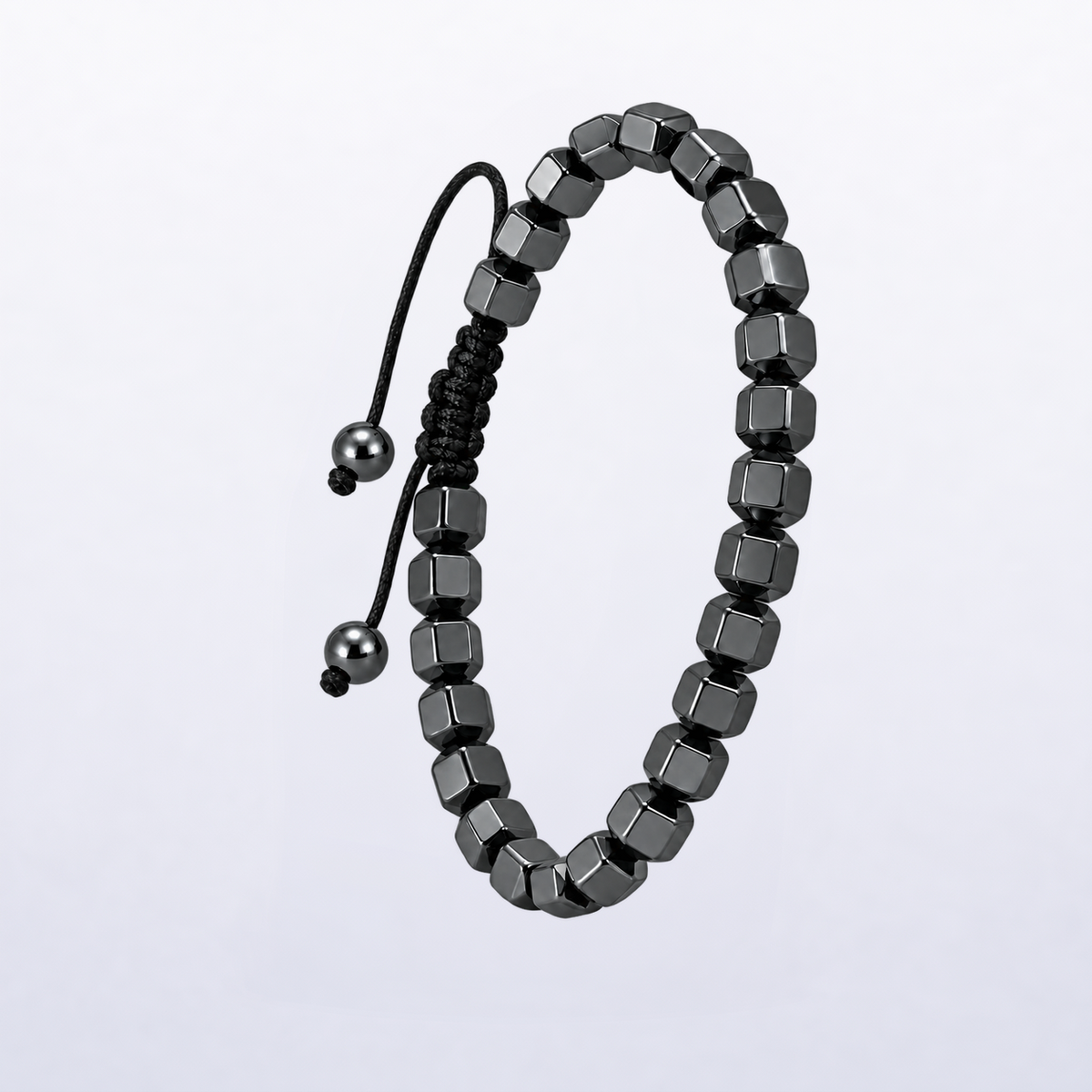 Night Facet Adjustable Hematite Bracelet for Men