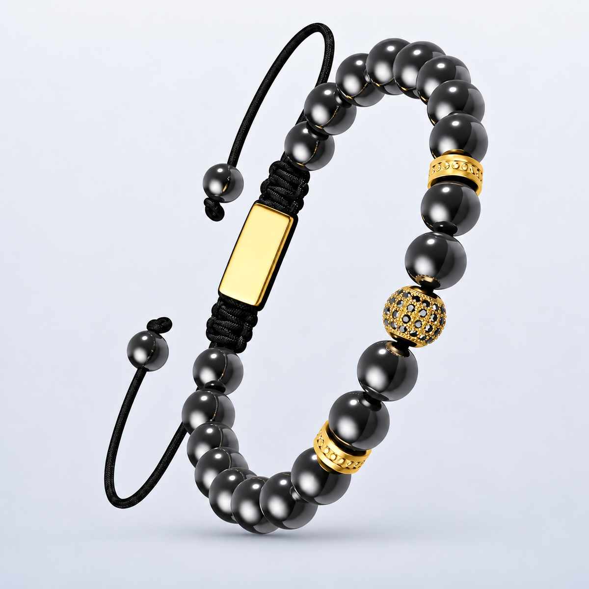 Zeus Gold Adjustable Hematite Bracelet for Men