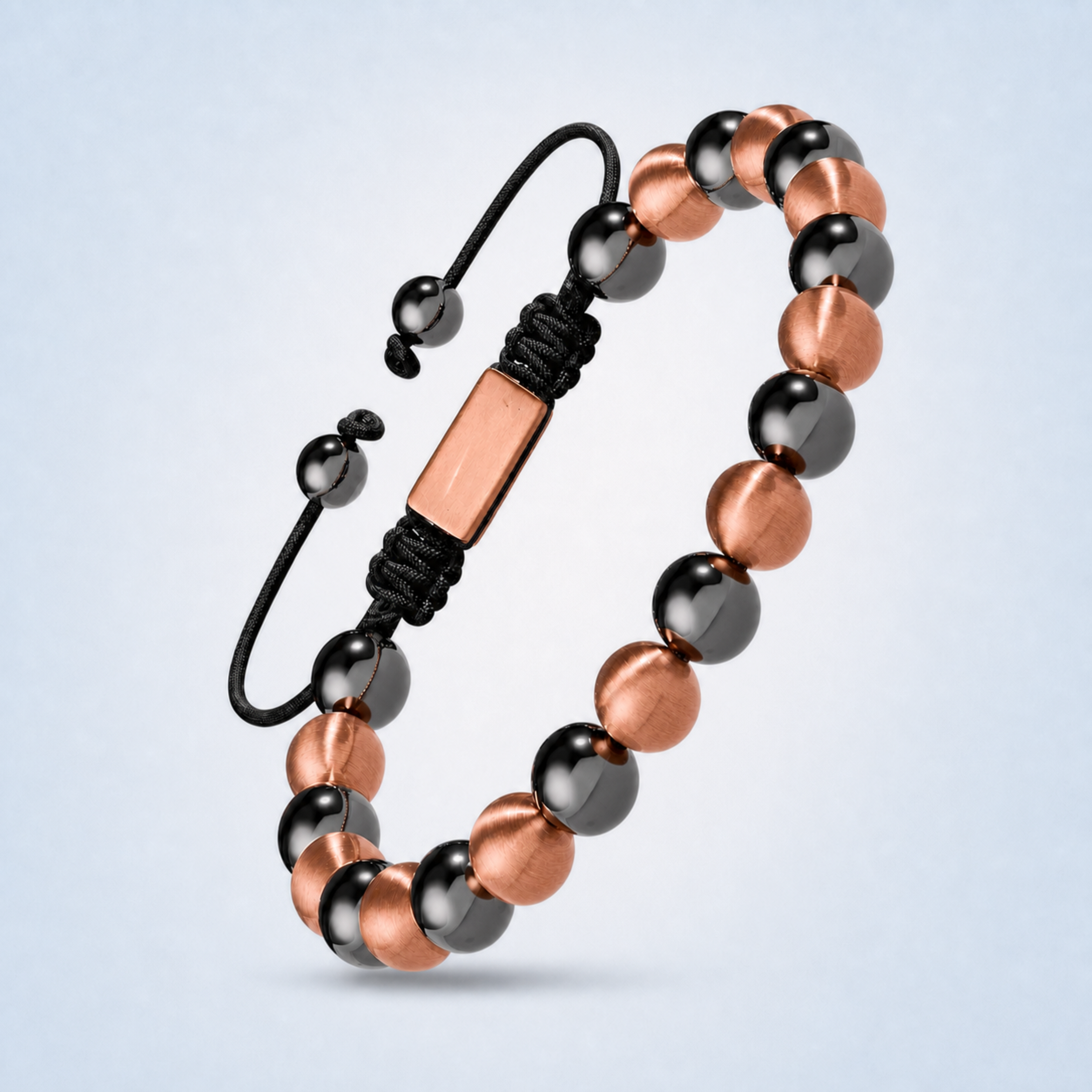 Bracelet en hématite réglable pour hommes Hematiteforce en hématite polie cuivre rosé
