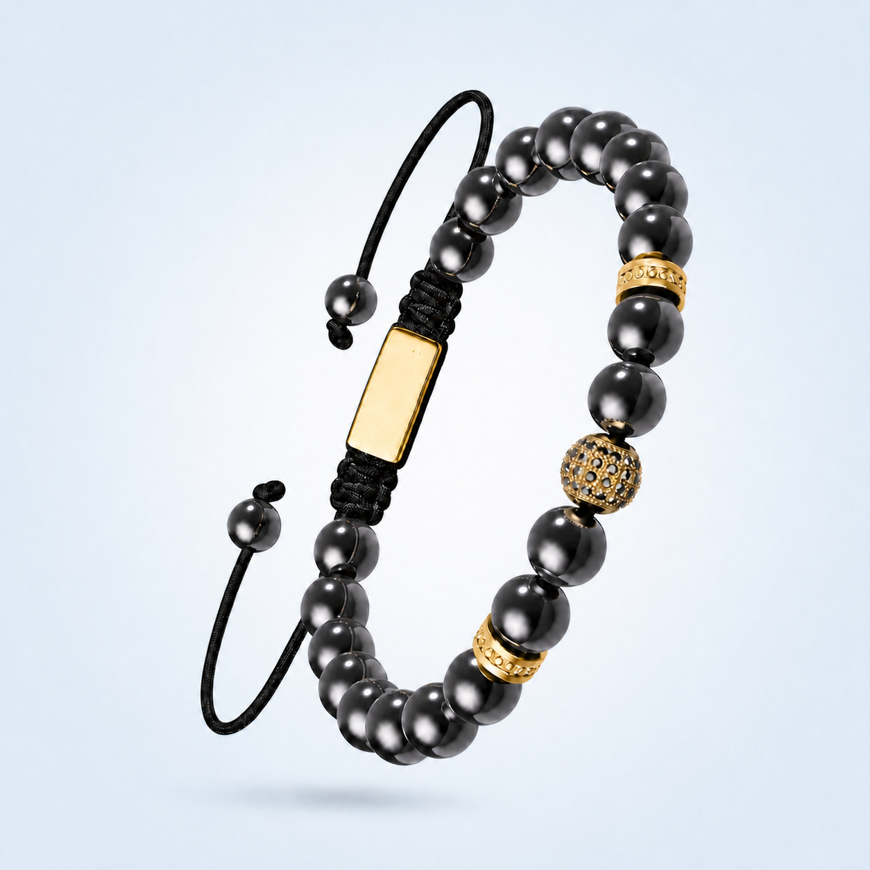 Bracelet ajustable en hématite Hematiteforce, cuivre rose brossé, pour homme