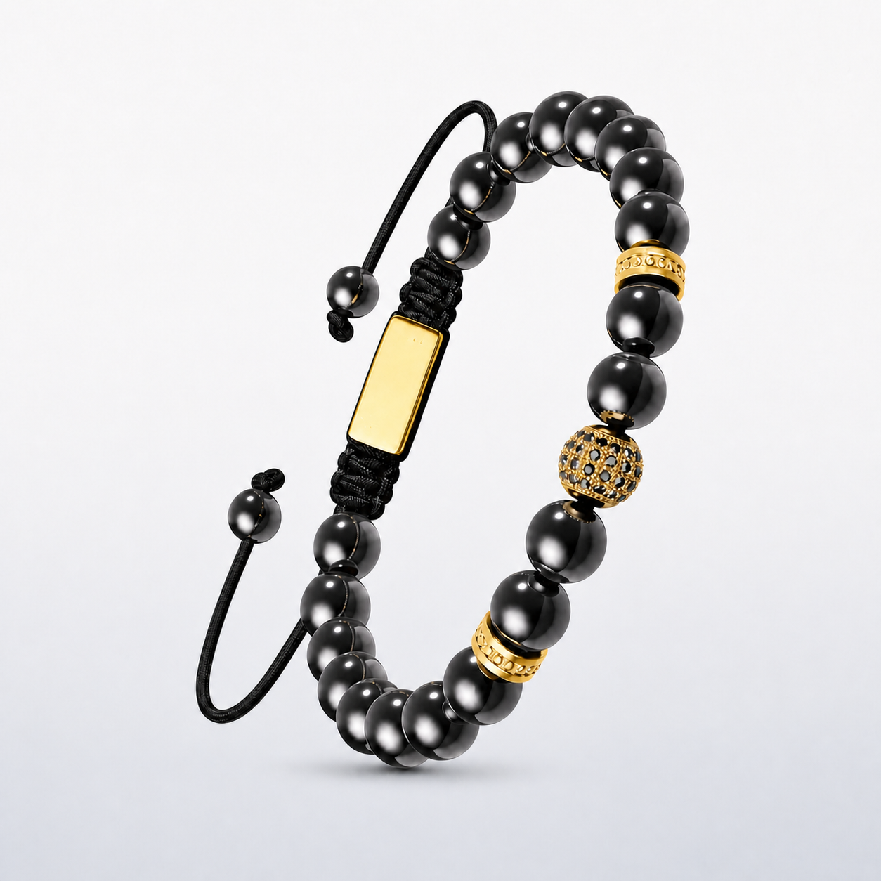 Hematiteforce Zeus Gold Adjustable Hematite Bracelet for Men