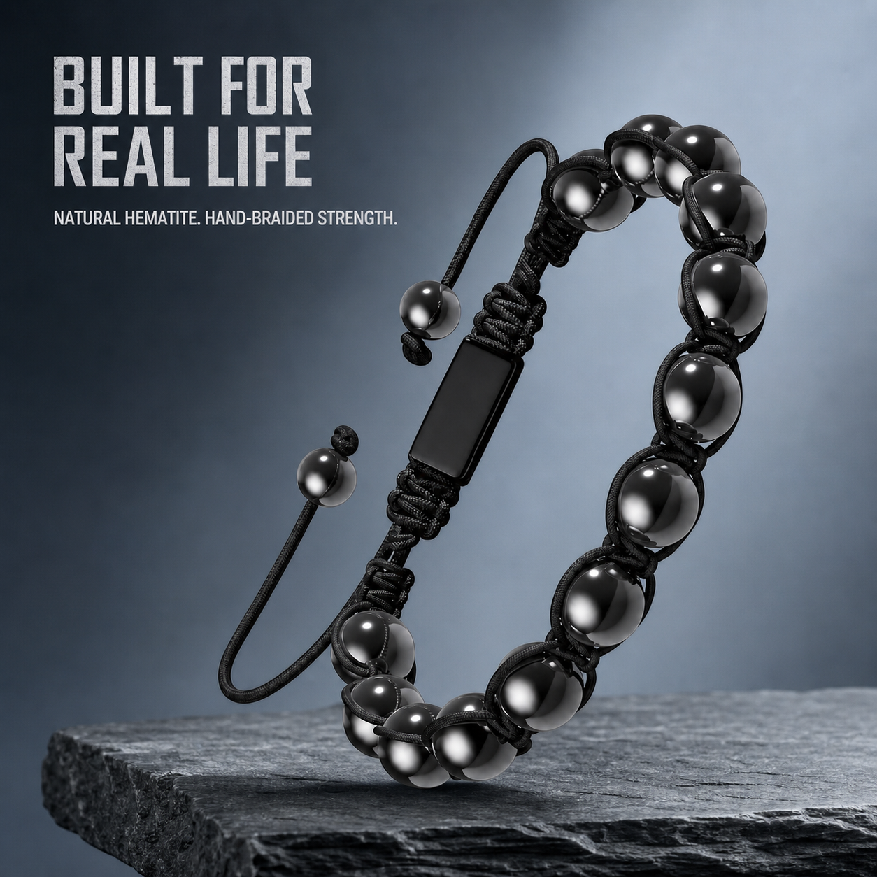 Hematiteforce Shadow Knot Adjustable Hematite Bracelet for Men