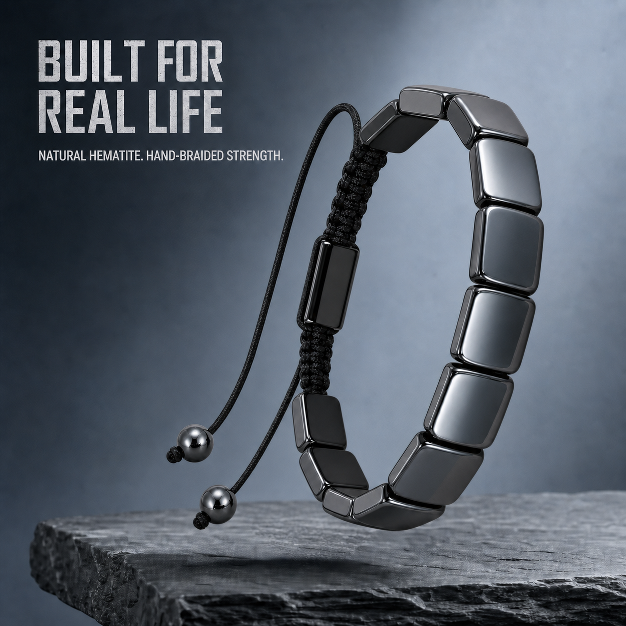HematiteForce Iron Resolve Adjustable Hematite Bracelet for Men