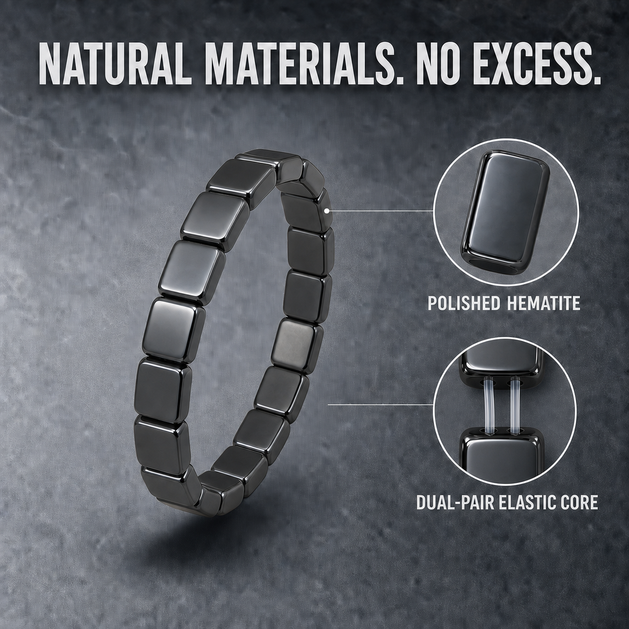HematiteForce Iron Core Stretch Hematite Bracelet for Men