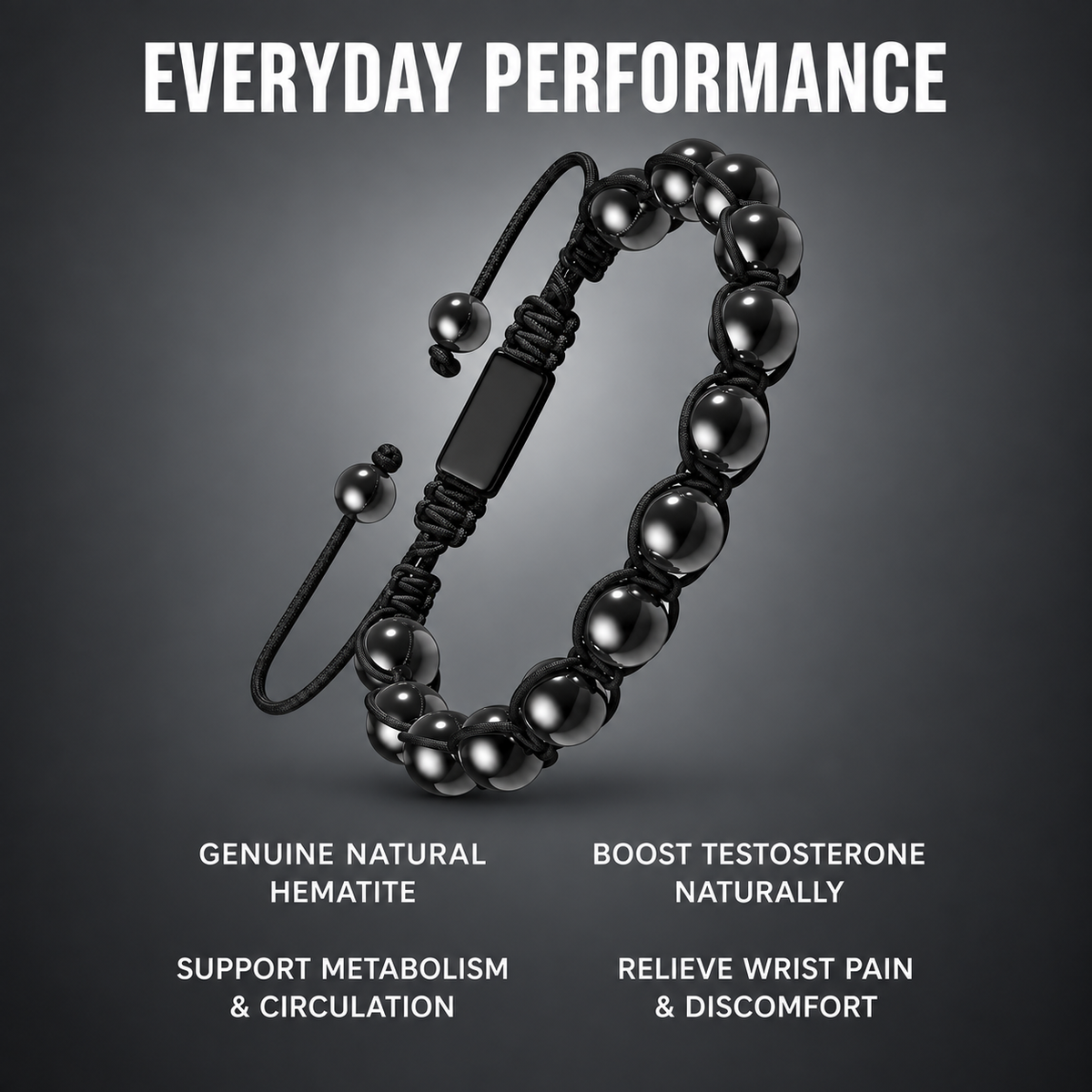 Shadow Knot Adjustable Hematite Bracelet for Men