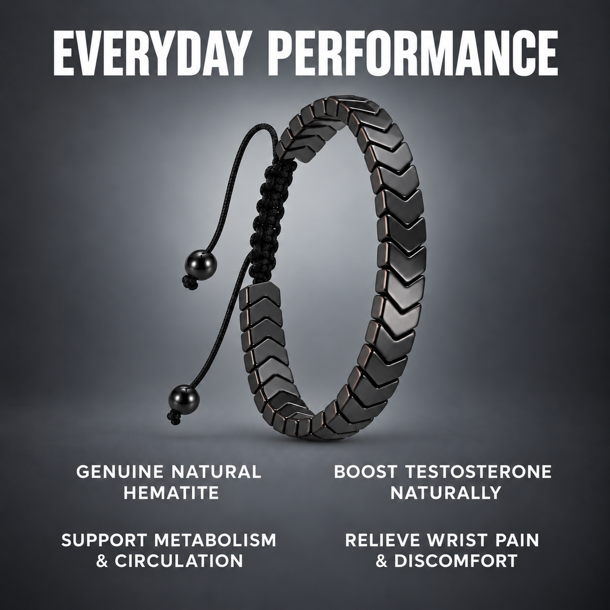 Iron Vanguard Adjustable Hematite Bracelet for Men