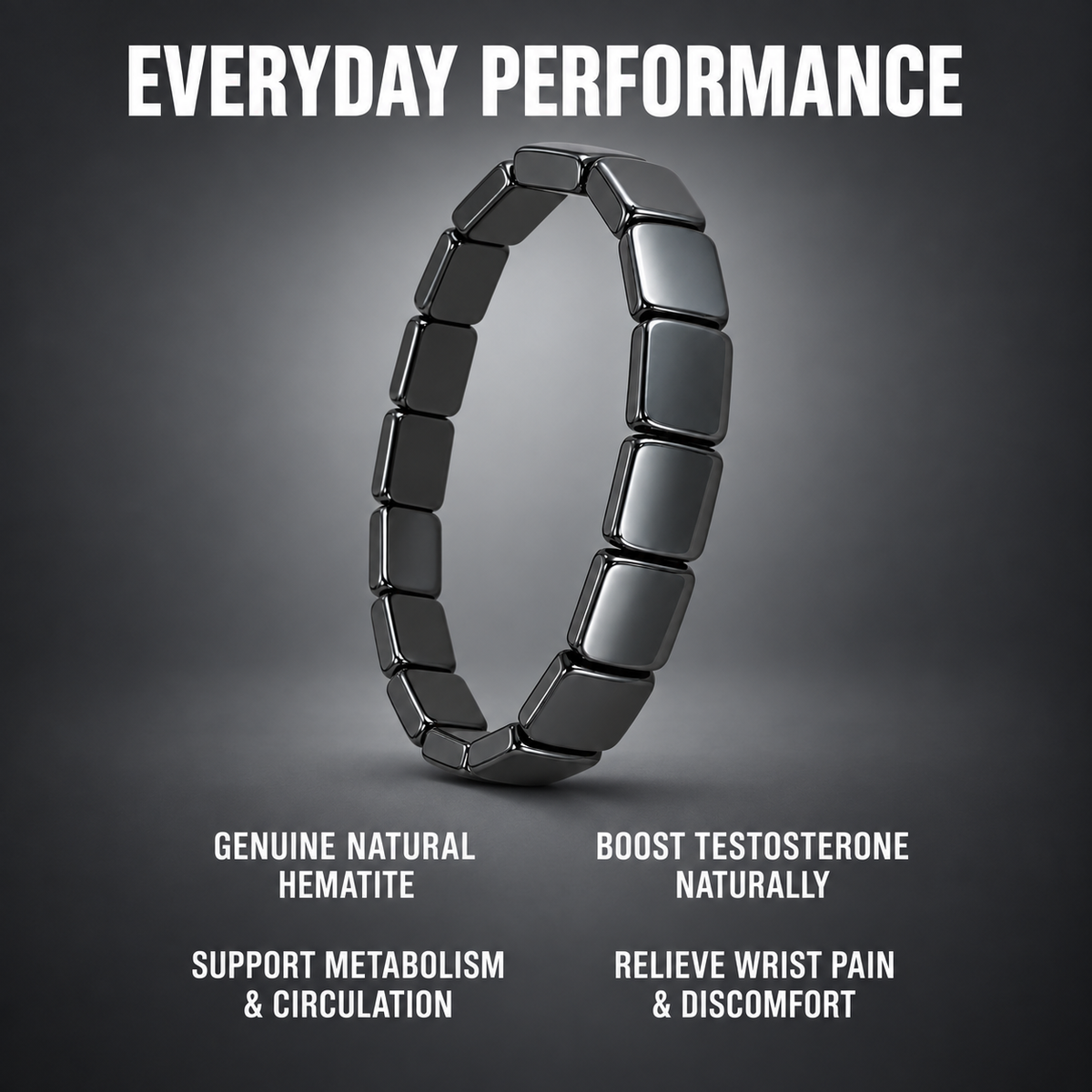 Iron Core Adjustable Hematite Bracelet for Men