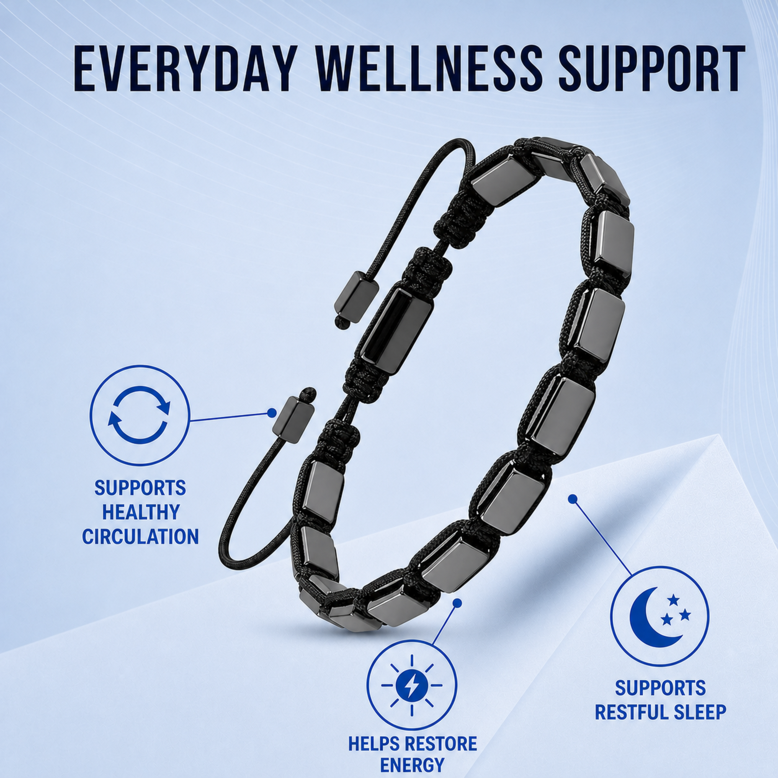 Bracelet ajustable classique en hématite pour hommes Hematiteforce