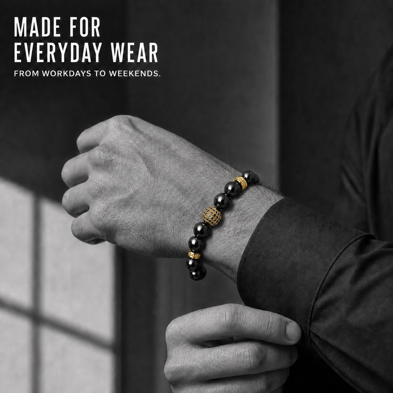 Hematiteforce Zeus Gold Adjustable Hematite Bracelet for Men