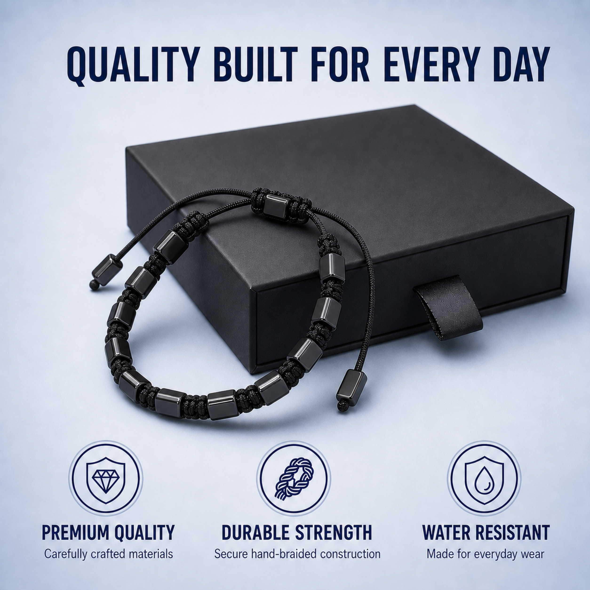 Bracelet ajustable classique en hématite pour hommes Hematiteforce