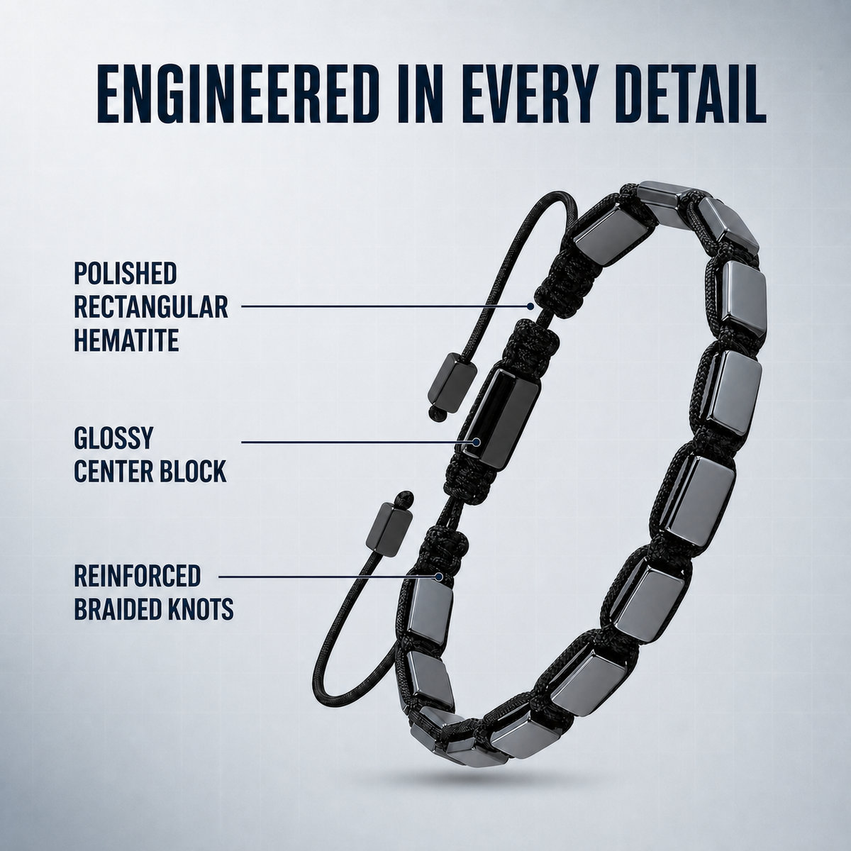 Hematiteforce Classic Adjustable Hematite Bracelet for Men