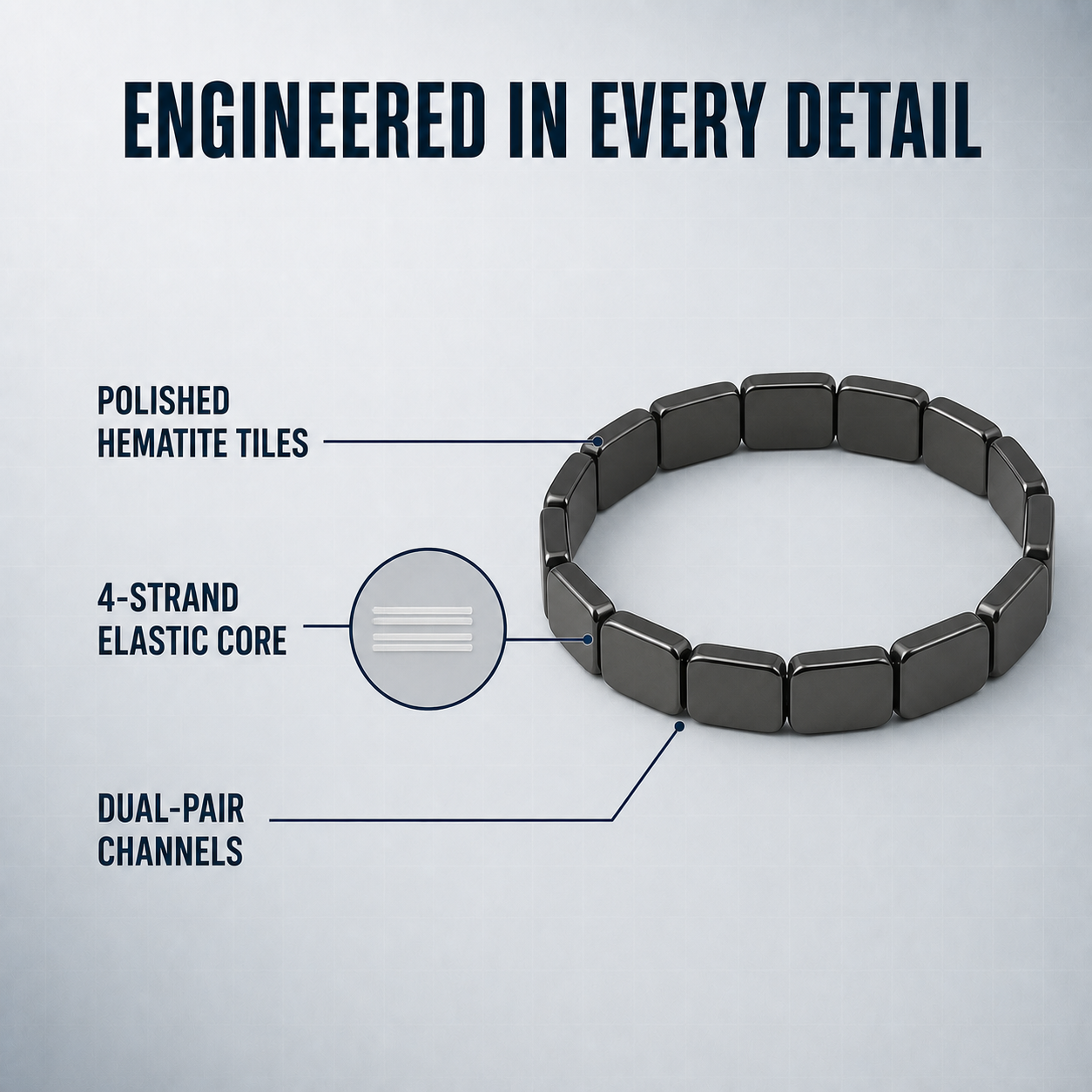HematiteForce Iron Core Stretch Hematite Bracelet for Men