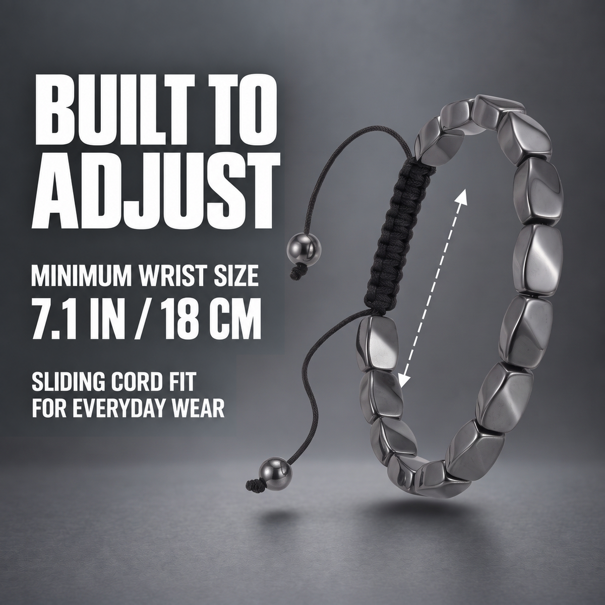 Iron Helix Adjustable Hematite Bracelet for Men