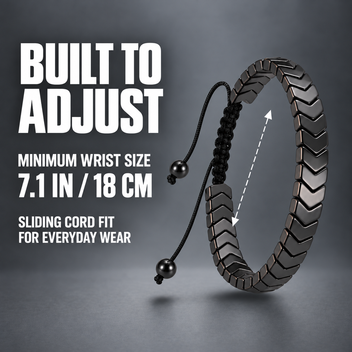 Iron Vanguard Adjustable Hematite Bracelet for Men
