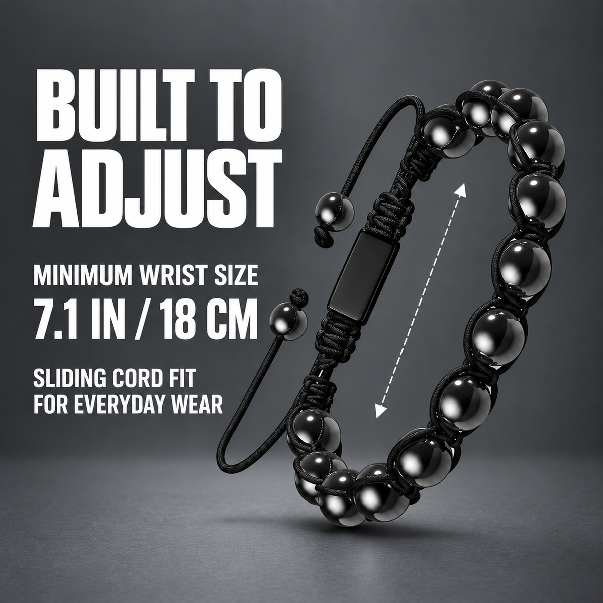 Shadow Knot Adjustable Hematite Bracelet for Men
