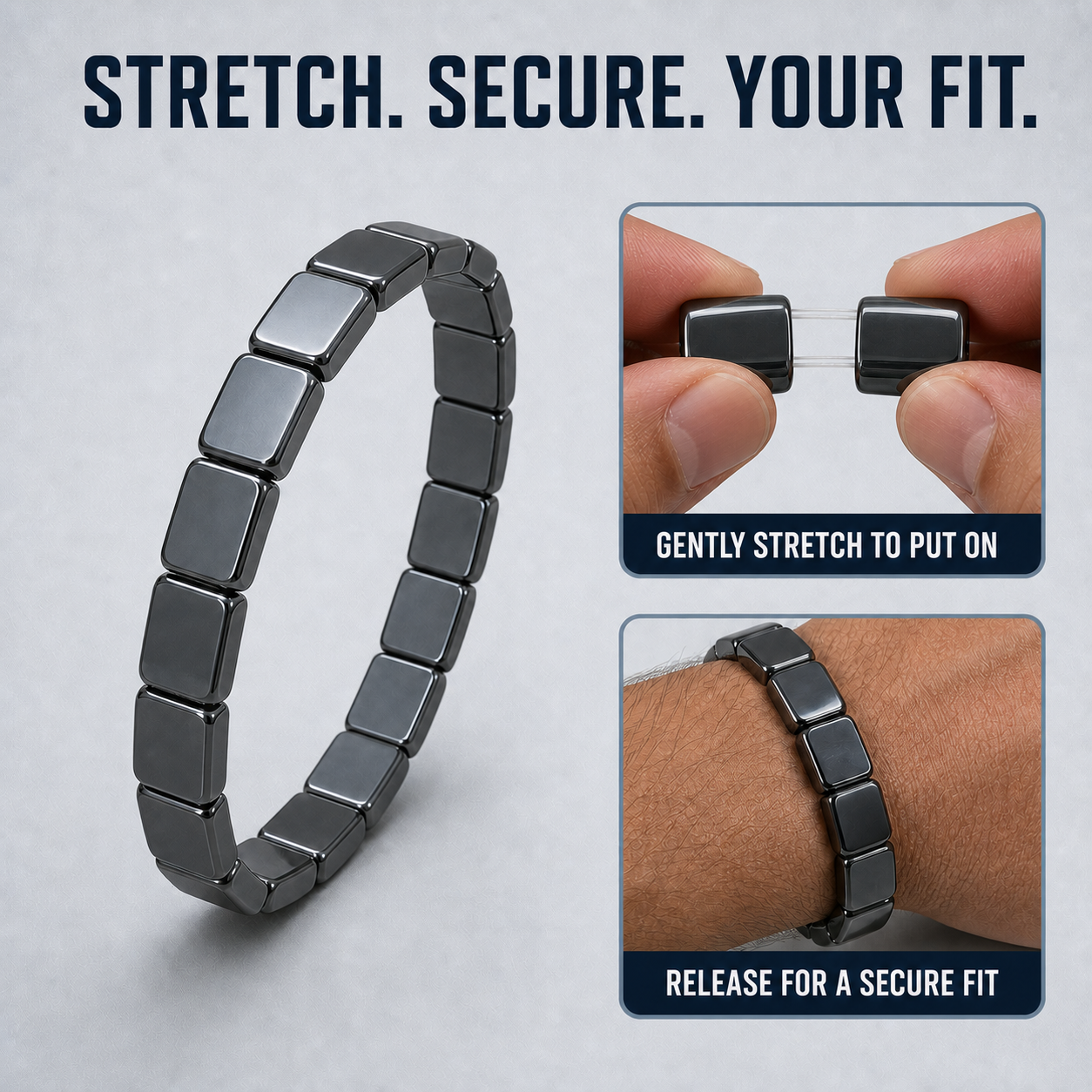 HematiteForce Iron Core Stretch Hematite Bracelet for Men