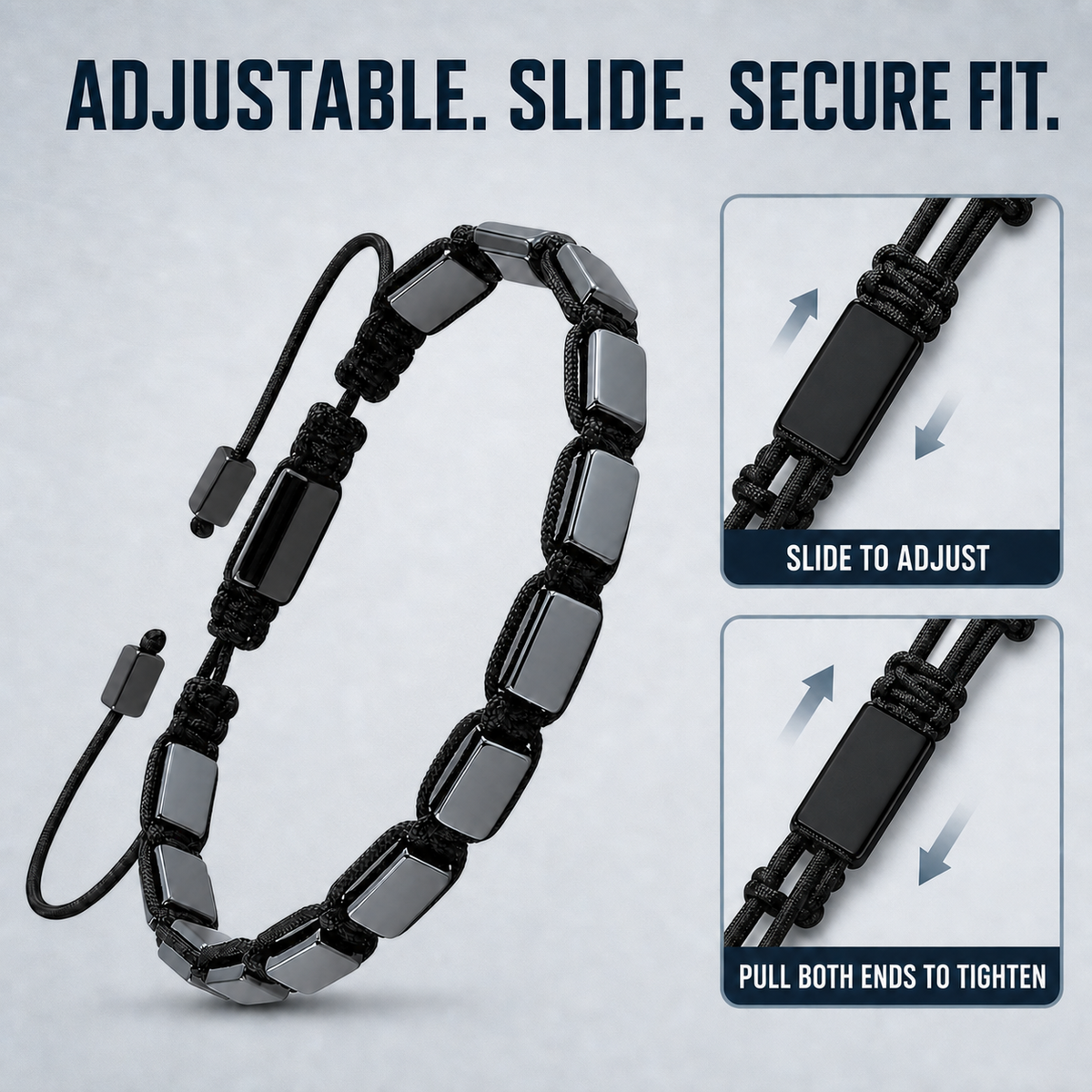 Hematiteforce Classic Adjustable Hematite Bracelet for Men