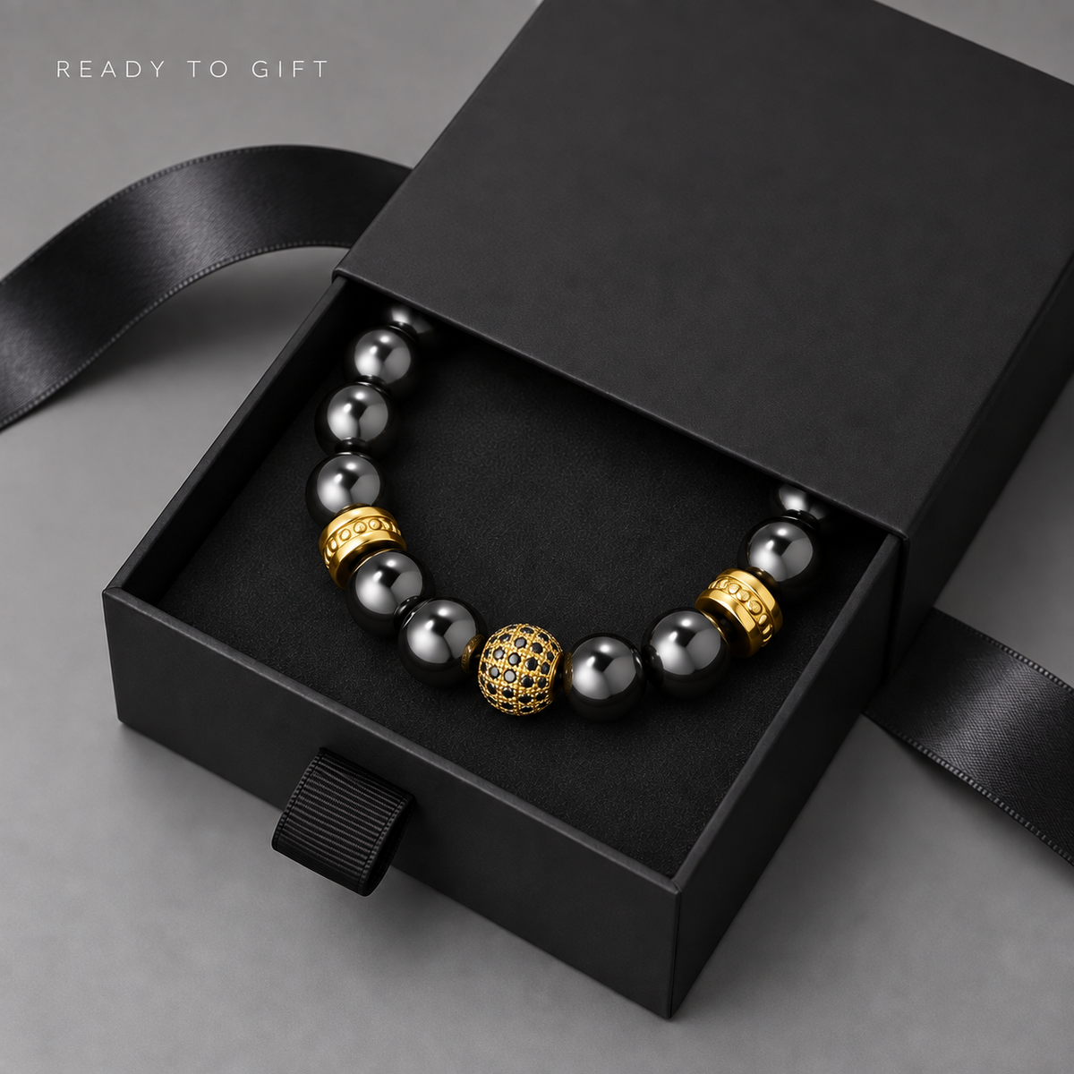 Zeus Gold Adjustable Hematite Bracelet for Men
