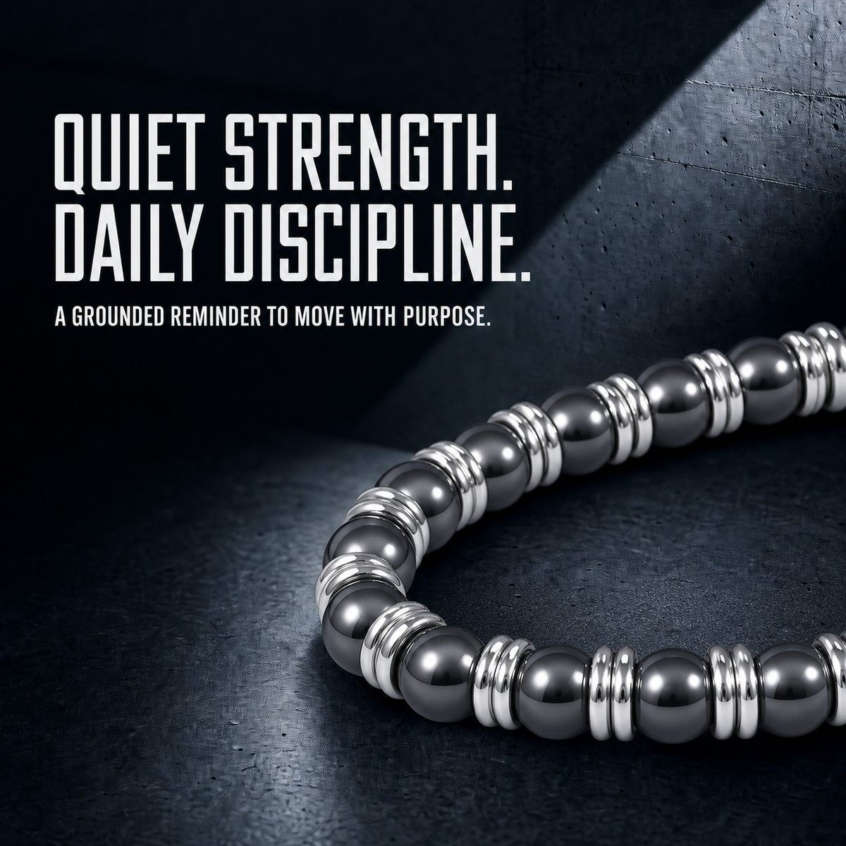 Hematiteforce Silver Rhythm Adjustable Hematite Bracelet for Men
