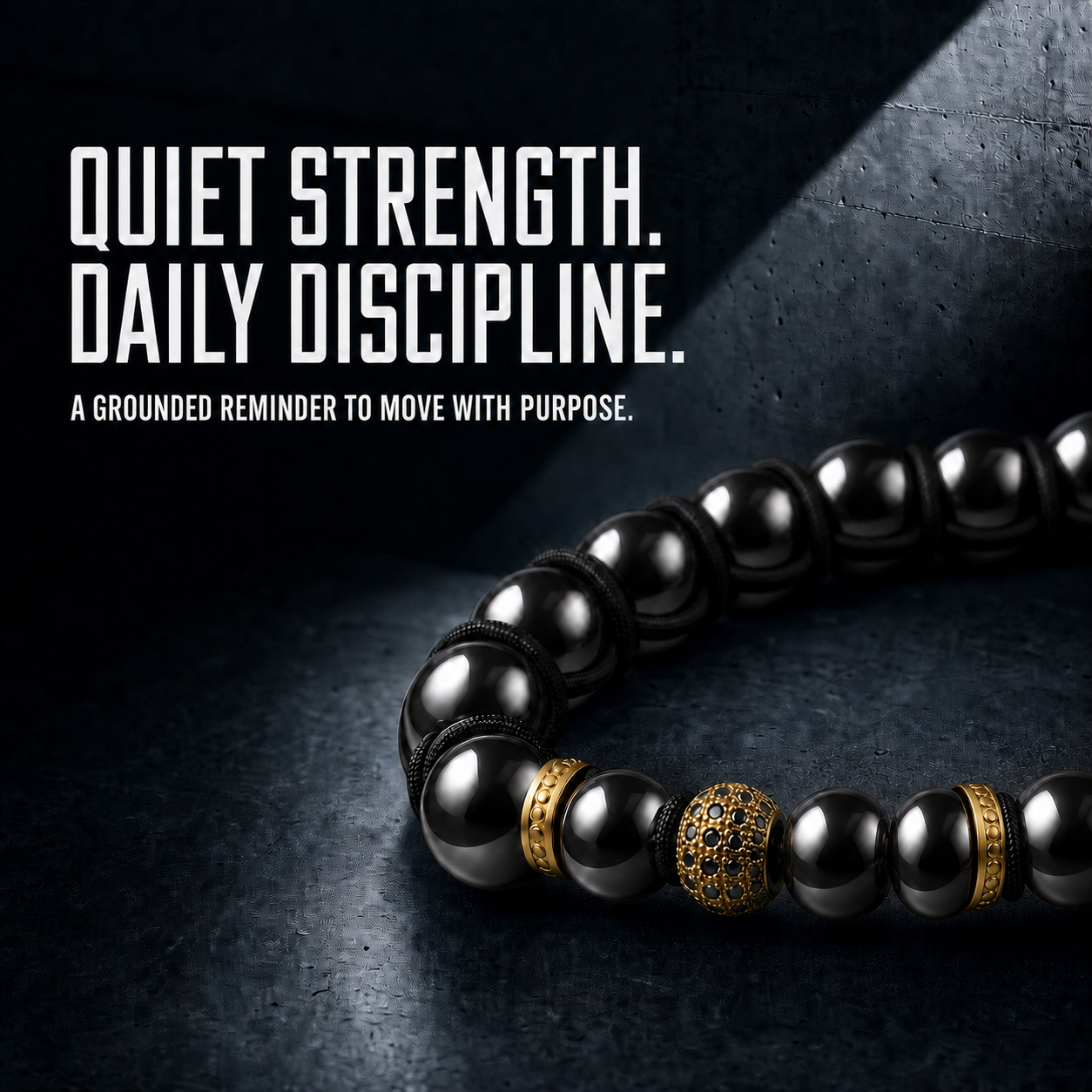 Hematiteforce Zeus Gold Adjustable Hematite Bracelet for Men