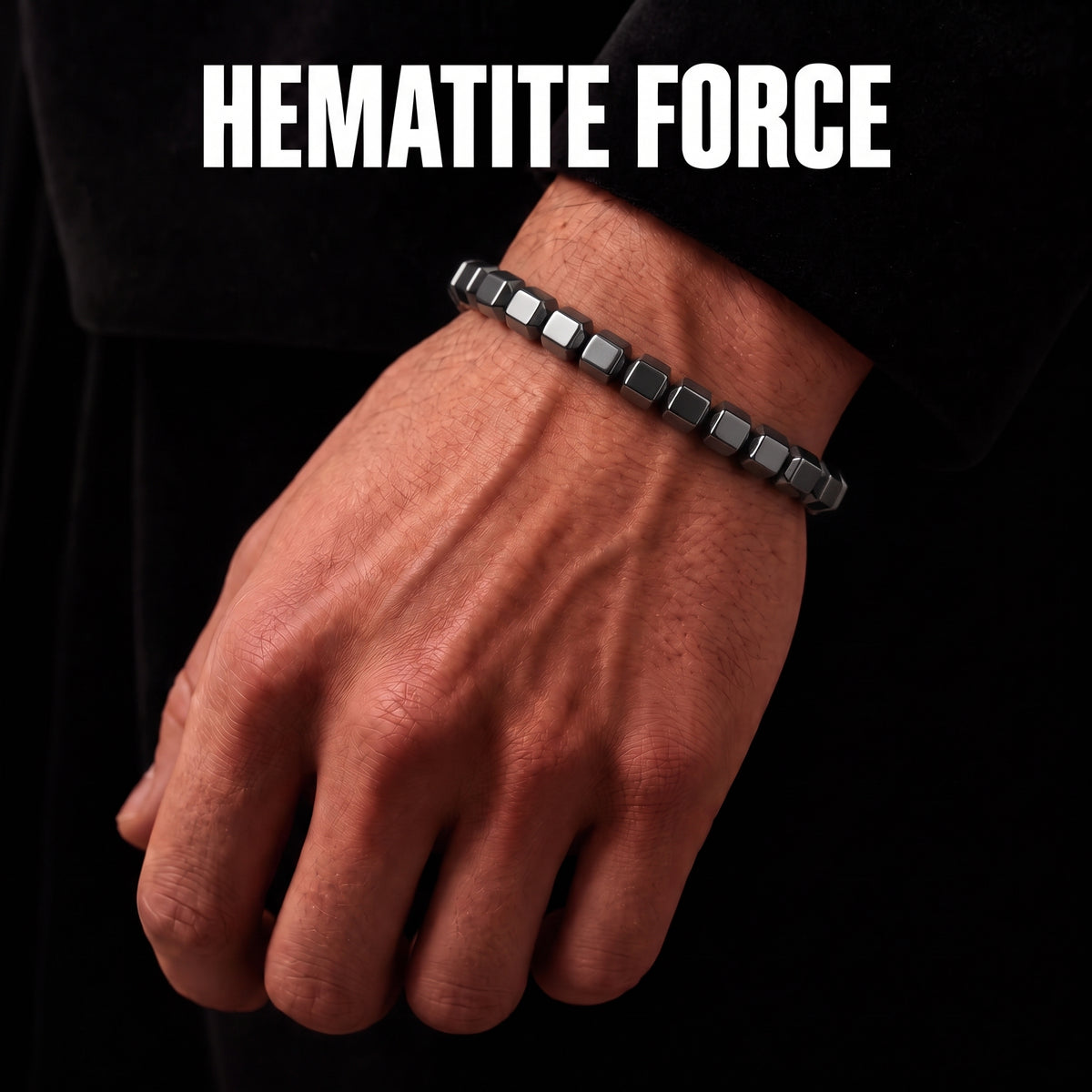 Night Facet Adjustable Hematite Bracelet for Men