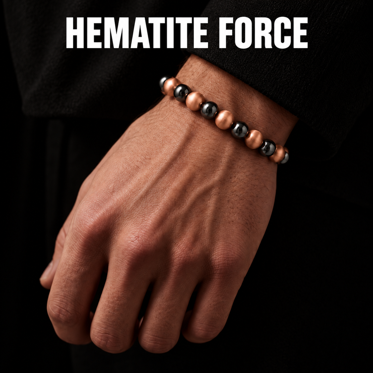 Brushed Rose Copper Adjustable Hematite Bracelet for Men