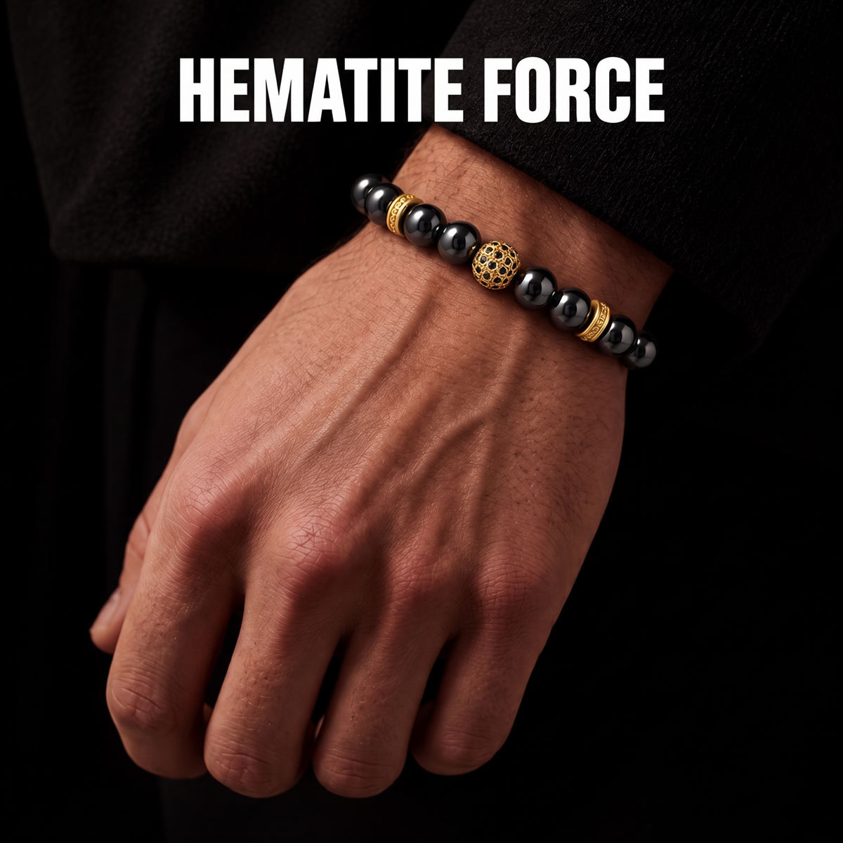 Zeus Gold Adjustable Hematite Bracelet for Men
