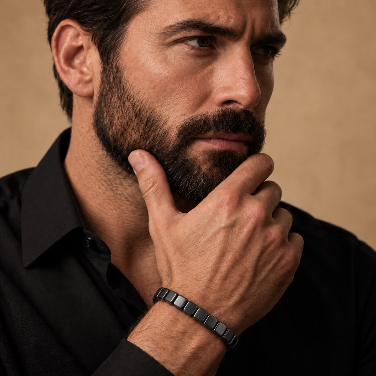 Iron Anchor Adjustable Hematite Bracelet for Men