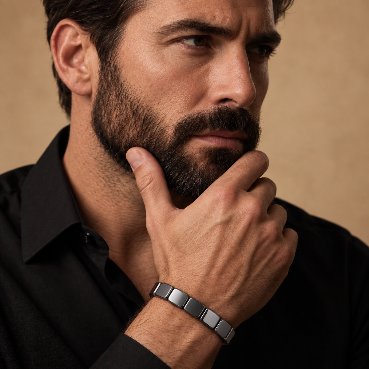 Iron Resolve Adjustable Hematite Bracelet for Men