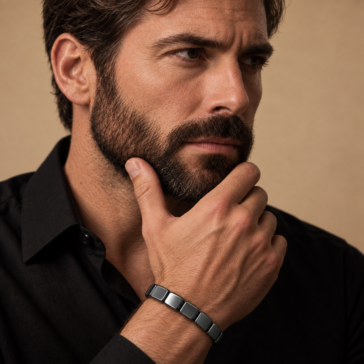 Iron Core Adjustable Hematite Bracelet for Men