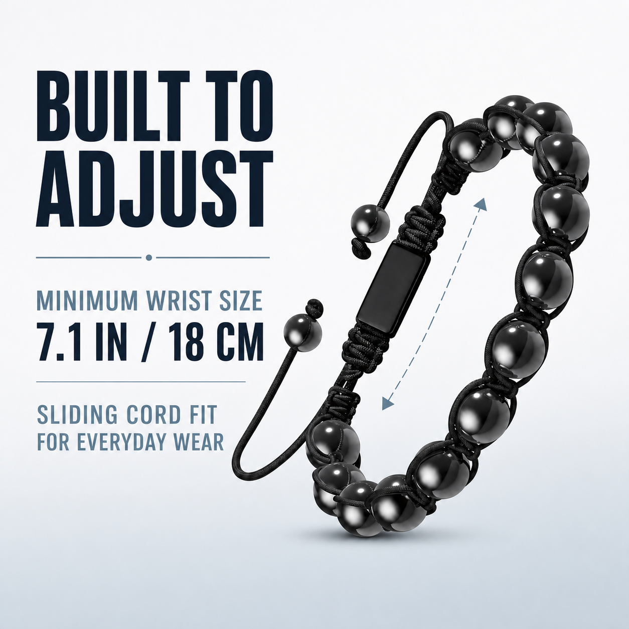 Hematiteforce Shadow Knot Adjustable Hematite Bracelet for Men