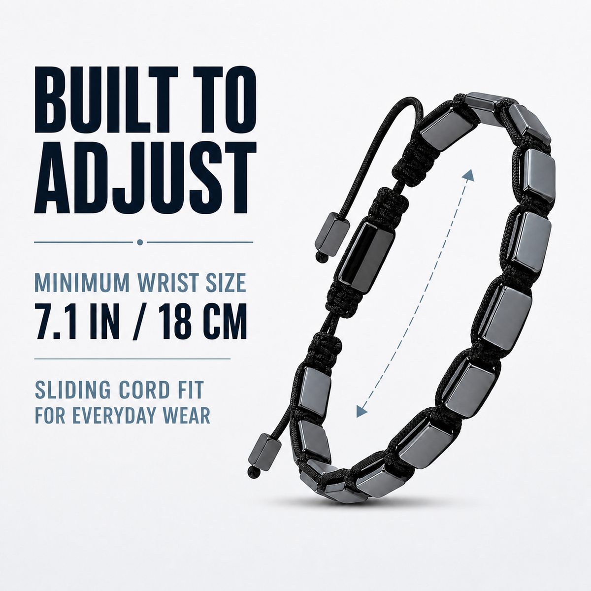 Hematiteforce Classic Adjustable Hematite Bracelet for Men