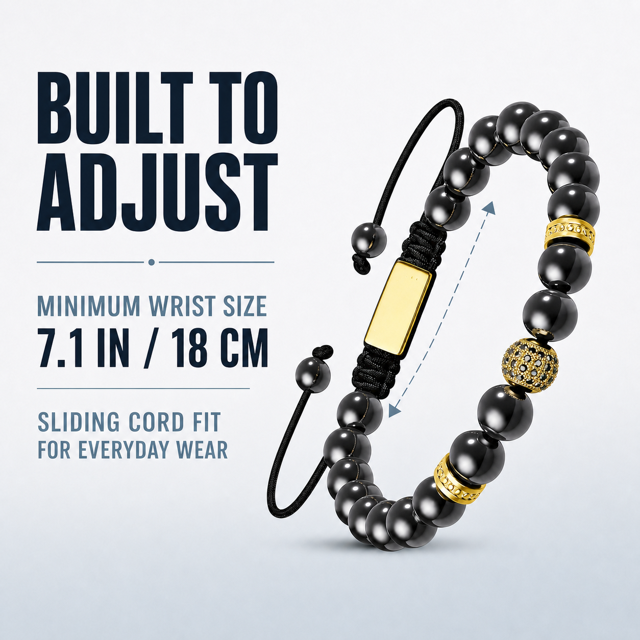 Hematiteforce Zeus Gold Adjustable Hematite Bracelet for Men