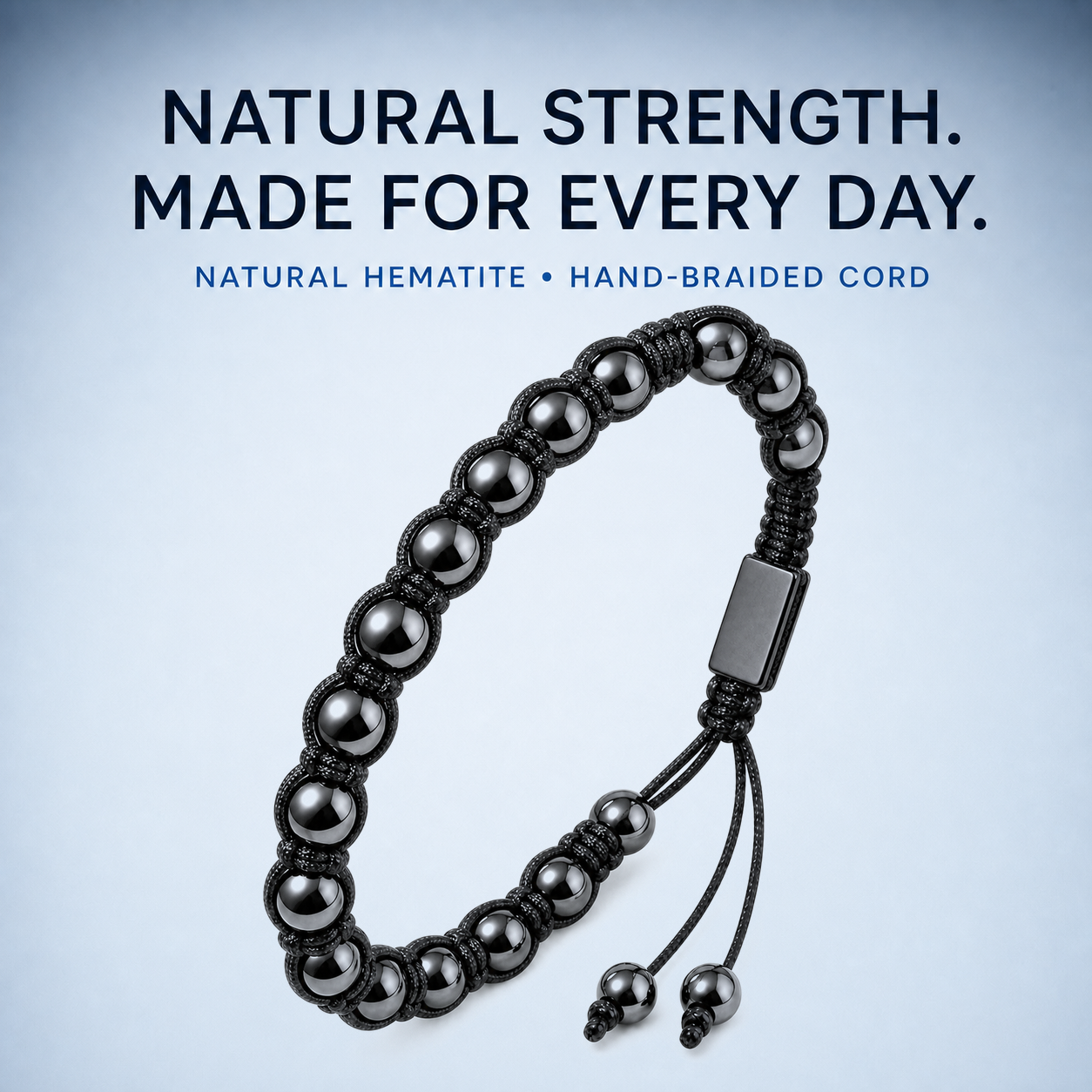 Hematiteforce Shadow Knot Adjustable Hematite Bracelet for Men