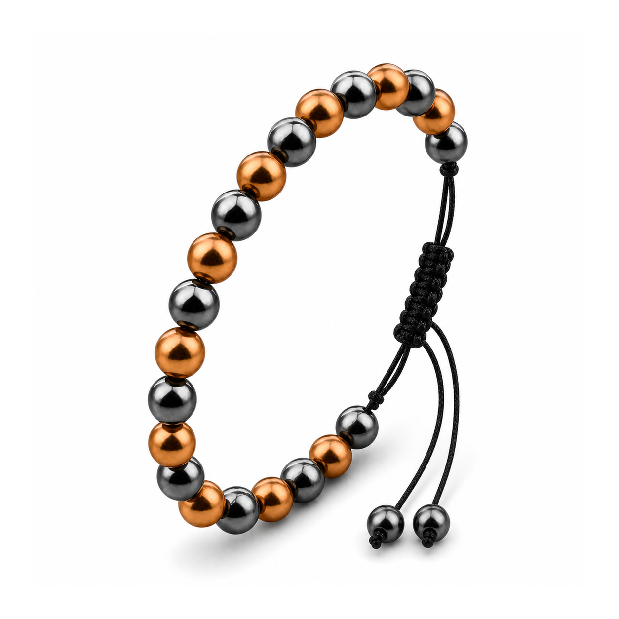 Hematiteforce Polished Rose Copper Adjustable Hematite Bracelet for Men