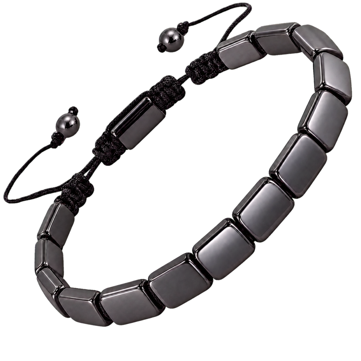 Adjustable rectangular hematite bracelet