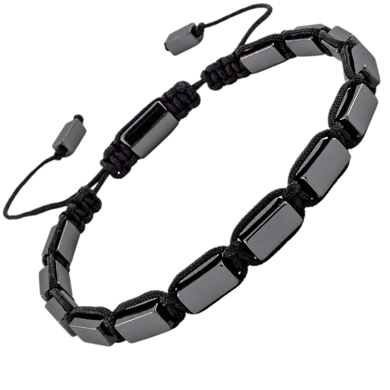 Adjustable rectangular hematite bracelet